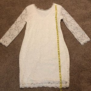 White 3/4 sleeve lace cocktail dress